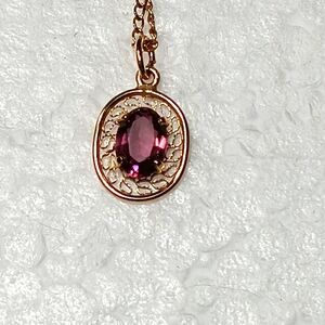 Natural Amethyst Pendant and Chain 12kt Gold Filled FEBRUARY BIRTHSTONE